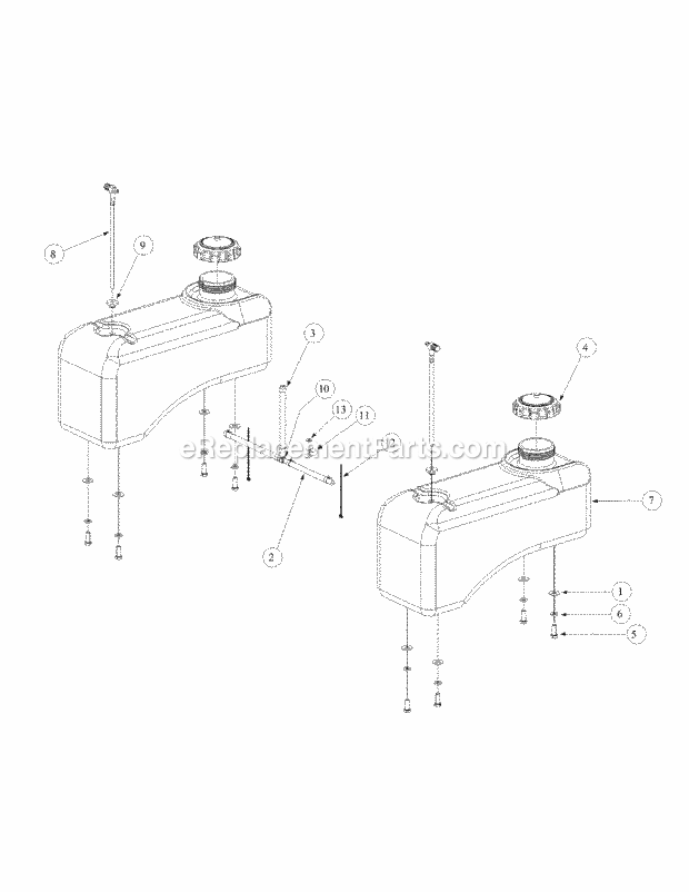 Fuel Tank Assembly Diagram and Parts List for M48-KHS 53AB5B5M750-18HP Cub Cadet Lawn Tractor